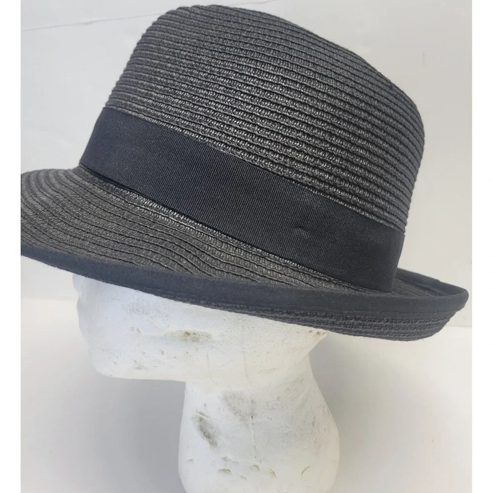 Betmar New York Black Fedora Hat‎ Rhinestone Crystal Accent Style